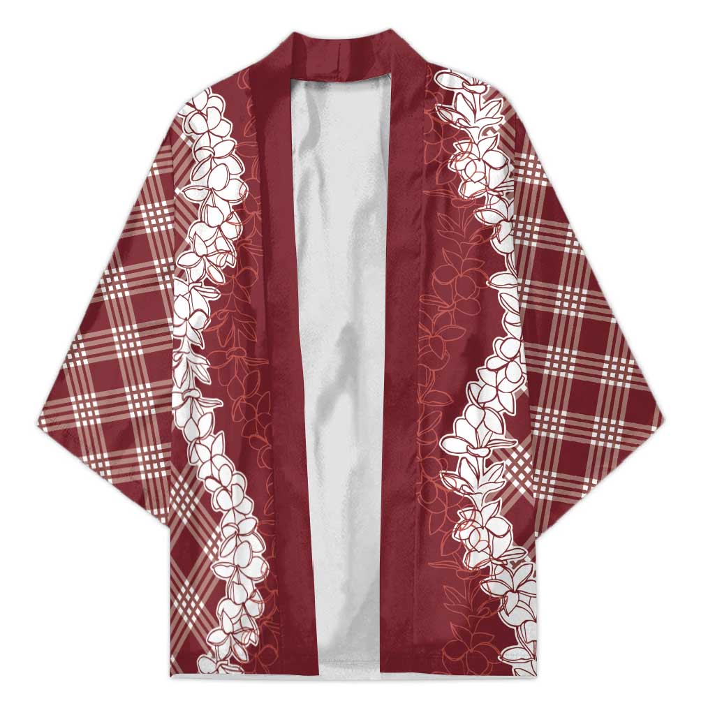 Hawaii Aloha Plumeria Lei Scarlet Palaka Kimono LT7 Unisex Scarlet - Polynesian Pride