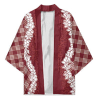 Hawaii Aloha Plumeria Lei Scarlet Palaka Kimono LT7 Unisex Scarlet - Polynesian Pride