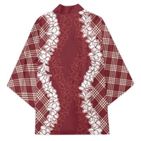 Hawaii Aloha Plumeria Lei Scarlet Palaka Kimono LT7 - Polynesian Pride