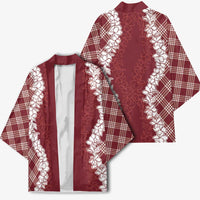Hawaii Aloha Plumeria Lei Scarlet Palaka Kimono LT7 - Polynesian Pride