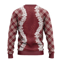 Hawaii Aloha Plumeria Lei Scarlet Palaka Ugly Christmas Sweater - Polynesian Pride