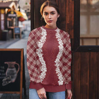 Hawaii Aloha Plumeria Lei Scarlet Palaka Ugly Christmas Sweater - Polynesian Pride