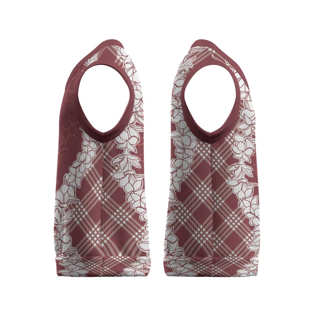 Hawaii Aloha Plumeria Lei Scarlet Palaka Christmas Knitted V-Neck Vest LT7 - Polynesian Pride