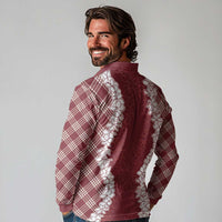 Hawaii Aloha Plumeria Lei Scarlet Palaka Long Sleeve Polo Shirt LT7 - Polynesian Pride