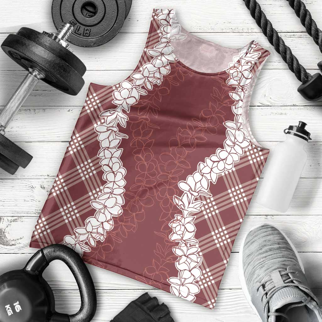 Hawaii Aloha Plumeria Lei Scarlet Palaka Men Tank Top - Polynesian Pride