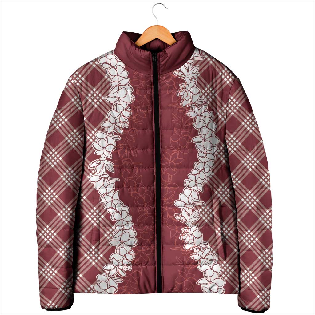 Hawaii Aloha Plumeria Lei Scarlet Palaka Padded Jacket LT7 - Polynesian Pride