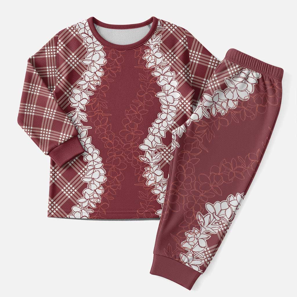 Hawaii Aloha Plumeria Lei Scarlet Palaka Christmas Pajama Set LT7 Men Scarlet - Polynesian Pride