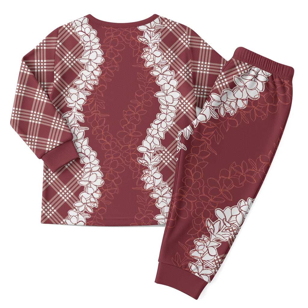 Hawaii Aloha Plumeria Lei Scarlet Palaka Christmas Pajama Set LT7 - Polynesian Pride