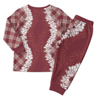 Hawaii Aloha Plumeria Lei Scarlet Palaka Christmas Pajama Set LT7 - Polynesian Pride
