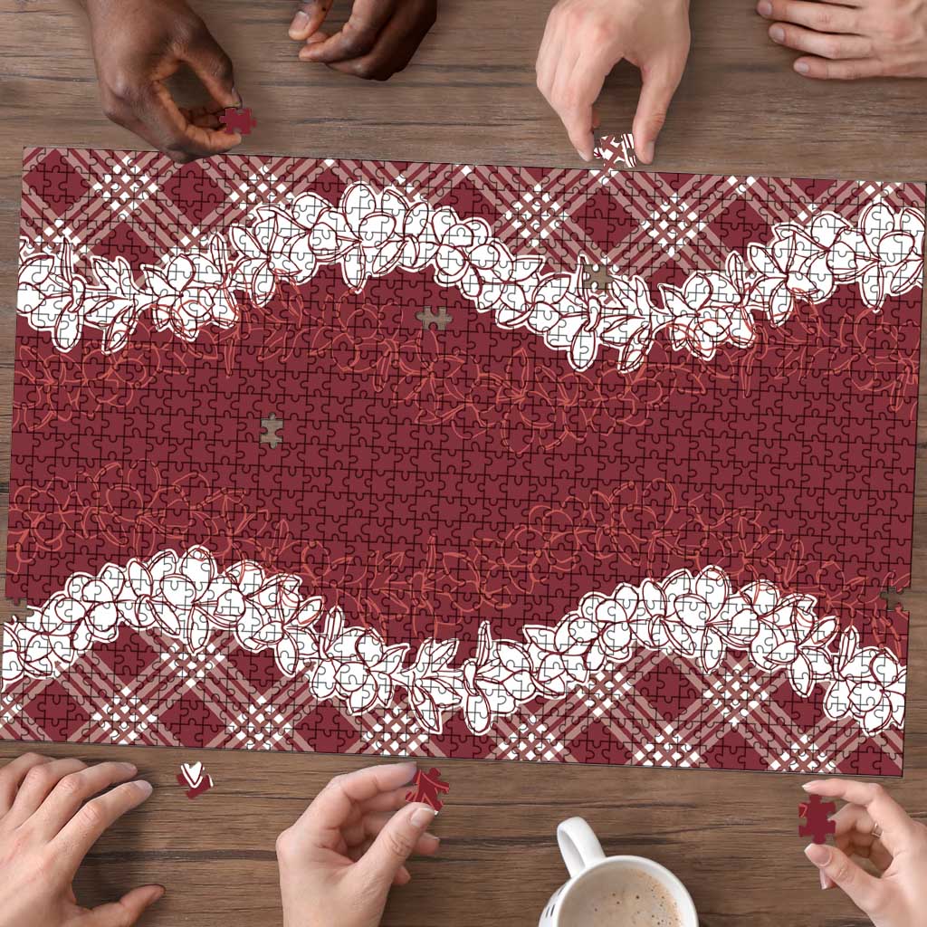 Hawaii Aloha Plumeria Lei Scarlet Palaka Puzzle LT7 - Polynesian Pride