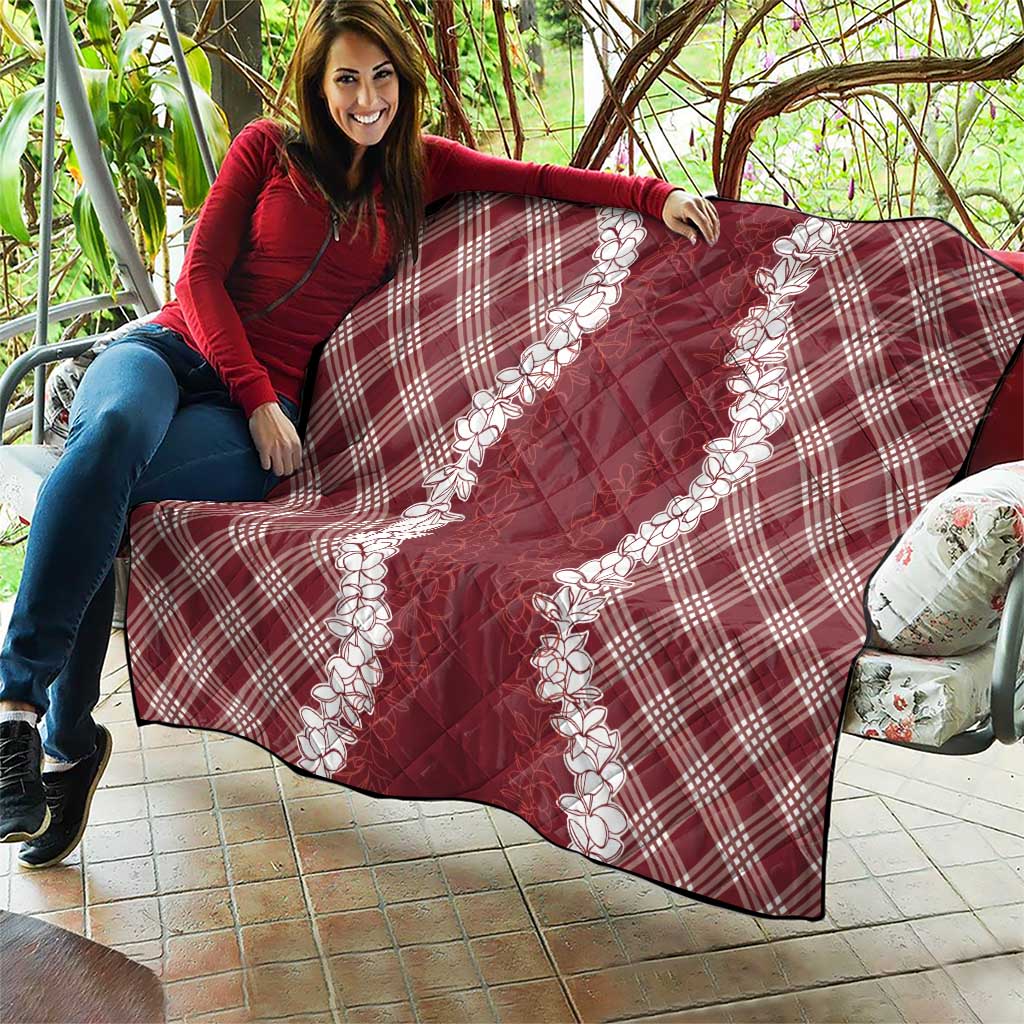 Hawaii Aloha Plumeria Lei Scarlet Palaka Quilt - Polynesian Pride