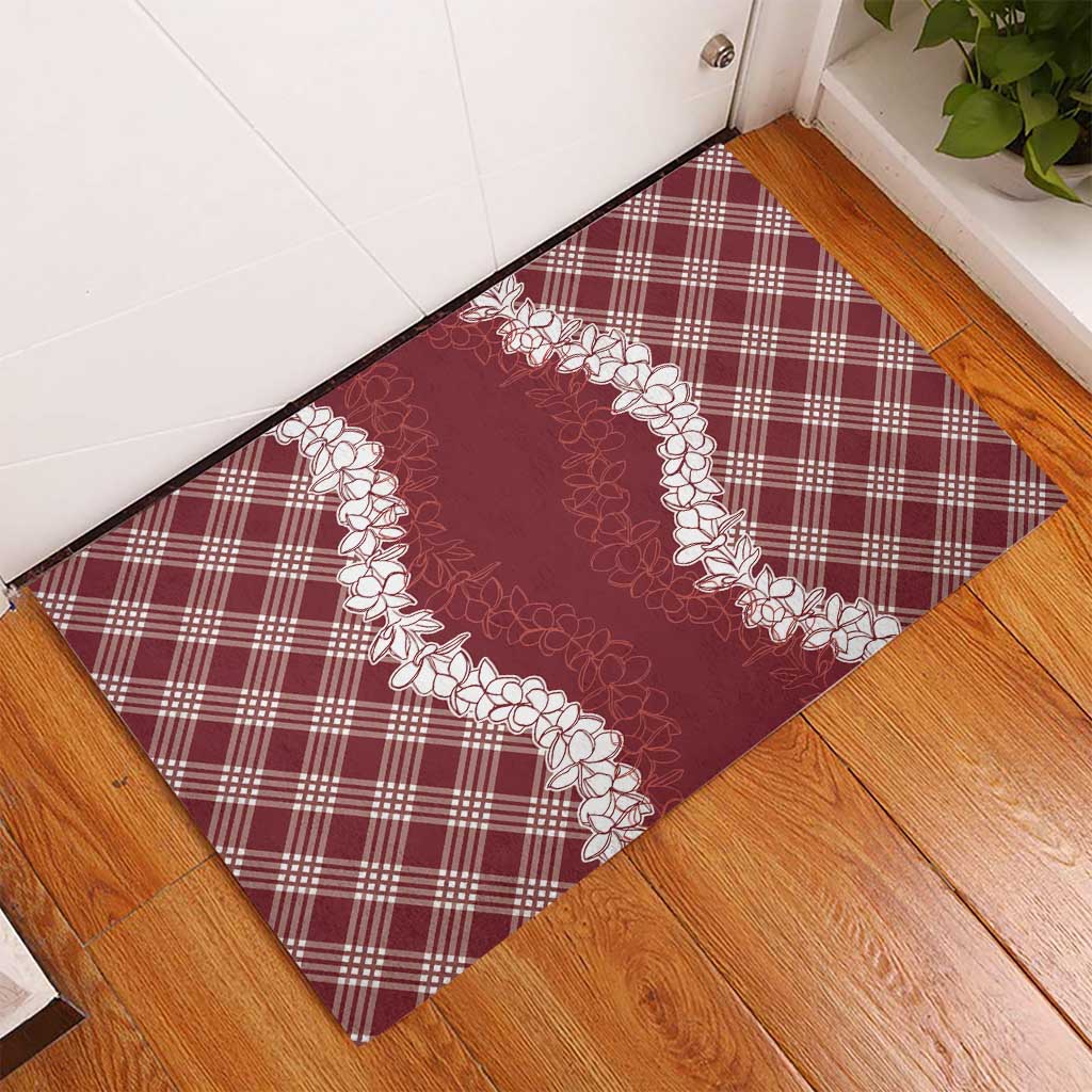 Hawaii Aloha Plumeria Lei Scarlet Palaka Rubber Doormat LT7 - Polynesian Pride