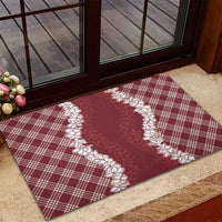 Hawaii Aloha Plumeria Lei Scarlet Palaka Rubber Doormat LT7 - Polynesian Pride