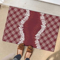 Hawaii Aloha Plumeria Lei Scarlet Palaka Rubber Doormat LT7 - Polynesian Pride