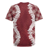 Hawaii Aloha Plumeria Lei Scarlet Palaka Rugby Jersey - Polynesian Pride