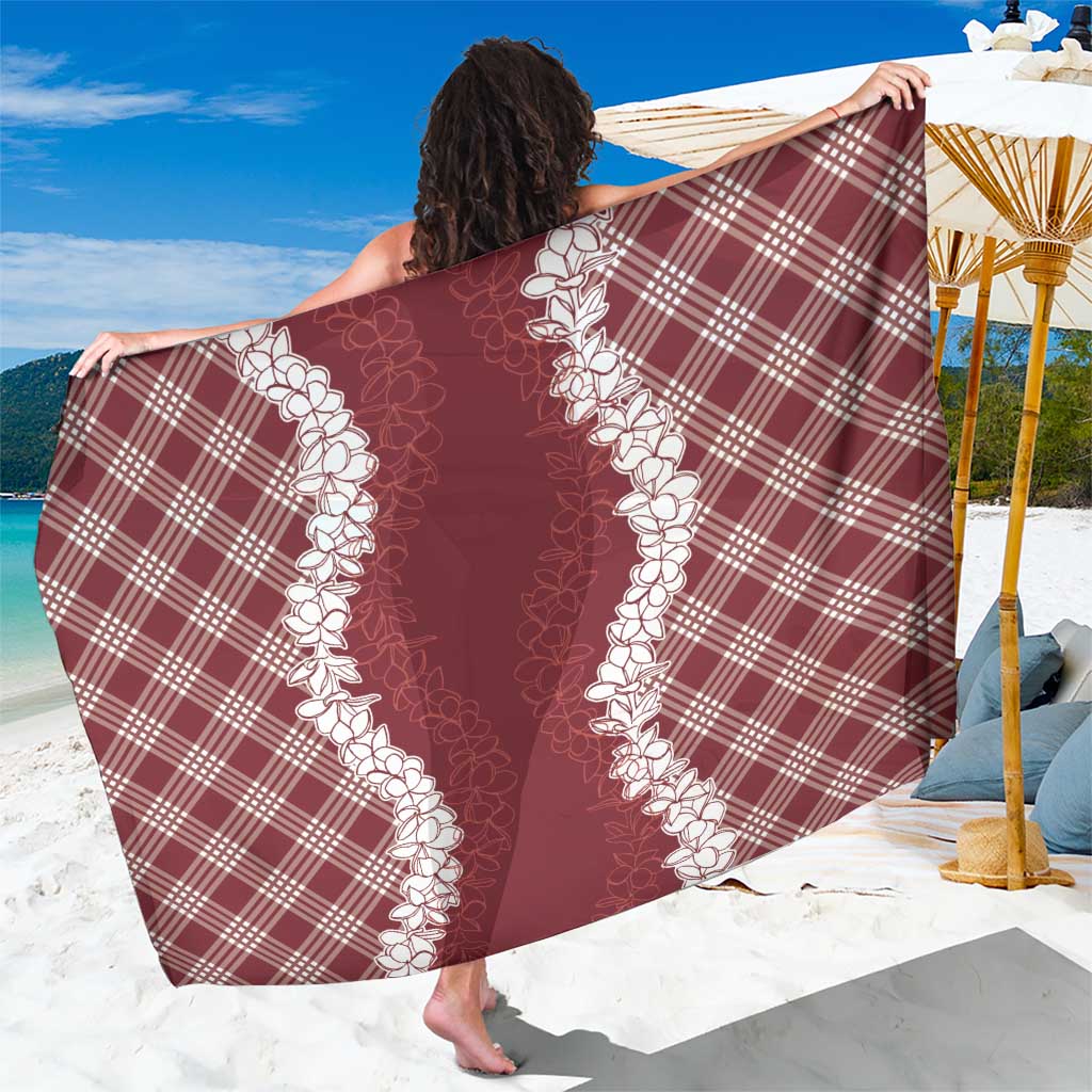 Hawaii Aloha Plumeria Lei Scarlet Palaka Sarong - Polynesian Pride
