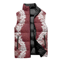 Hawaii Aloha Plumeria Lei Scarlet Palaka Sleeveless Puffer Jacket LT7 - Polynesian Pride