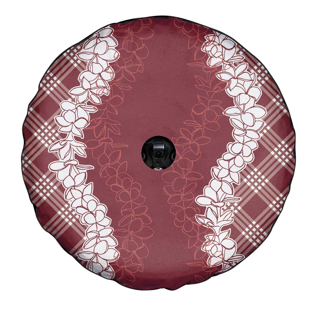 Hawaii Aloha Plumeria Lei Scarlet Palaka Spare Tire Cover - Polynesian Pride
