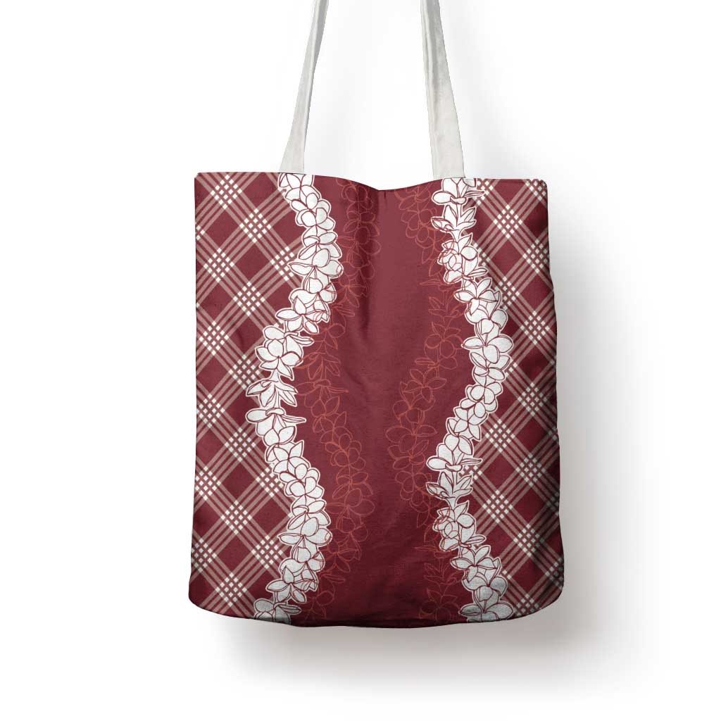 Hawaii Aloha Plumeria Lei Scarlet Palaka Tote Bag - Polynesian Pride