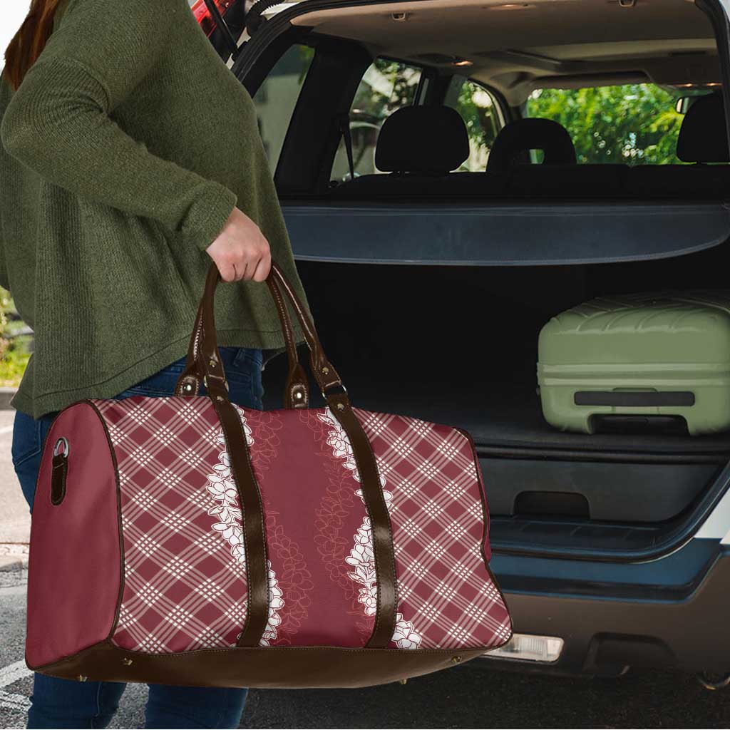 Hawaii Aloha Plumeria Lei Scarlet Palaka Travel Bag - Polynesian Pride