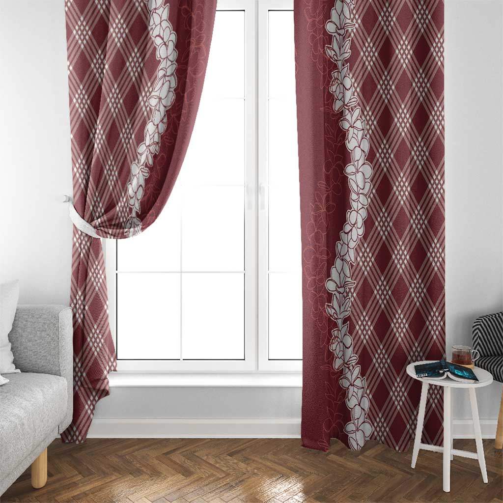Hawaii Aloha Plumeria Lei Scarlet Palaka Window Curtain - Polynesian Pride
