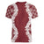 Hawaii Aloha Plumeria Lei Scarlet Palaka Women V-Neck T-Shirt - Polynesian Pride