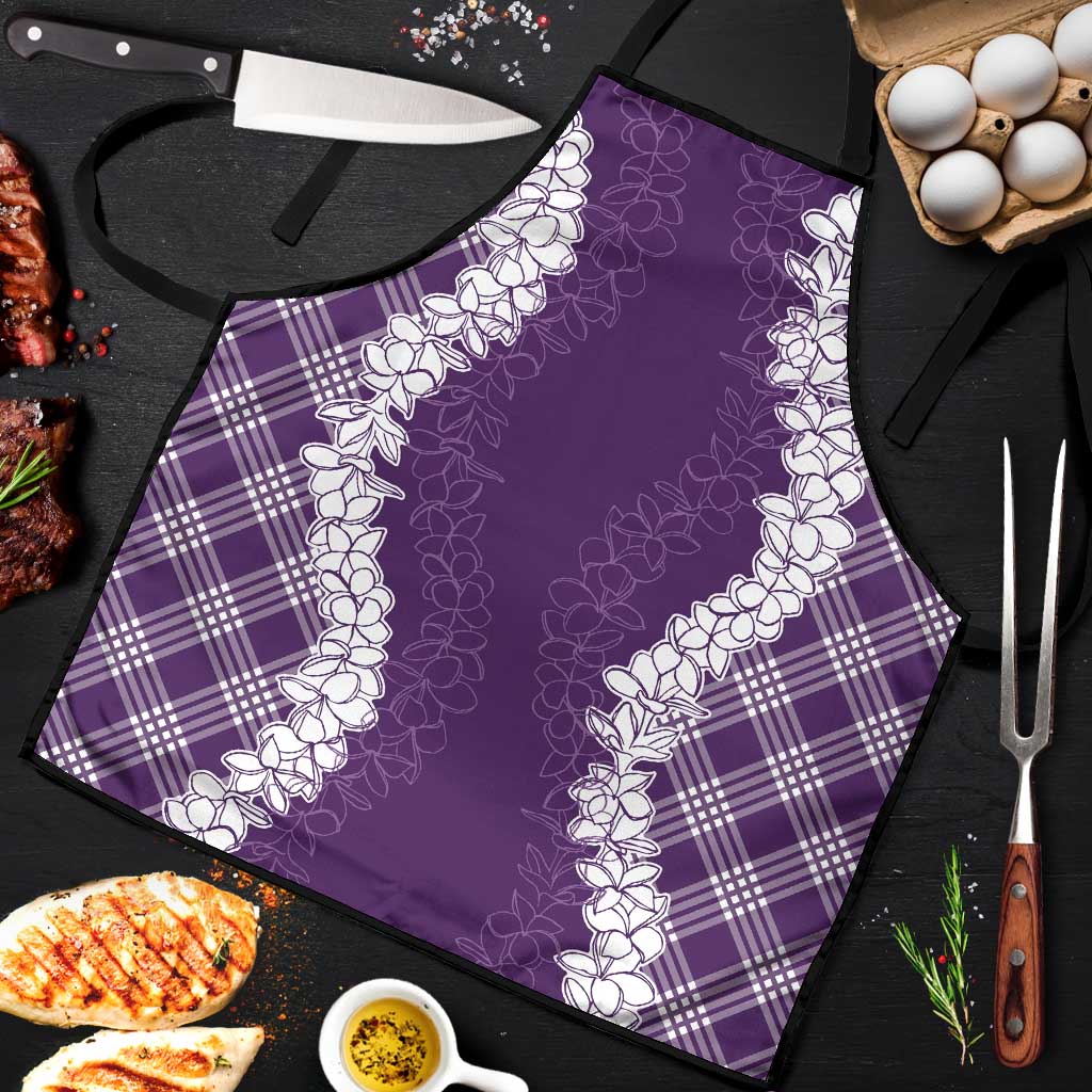 Hawaii Aloha Plumeria Lei Violet Palaka Apron - Polynesian Pride