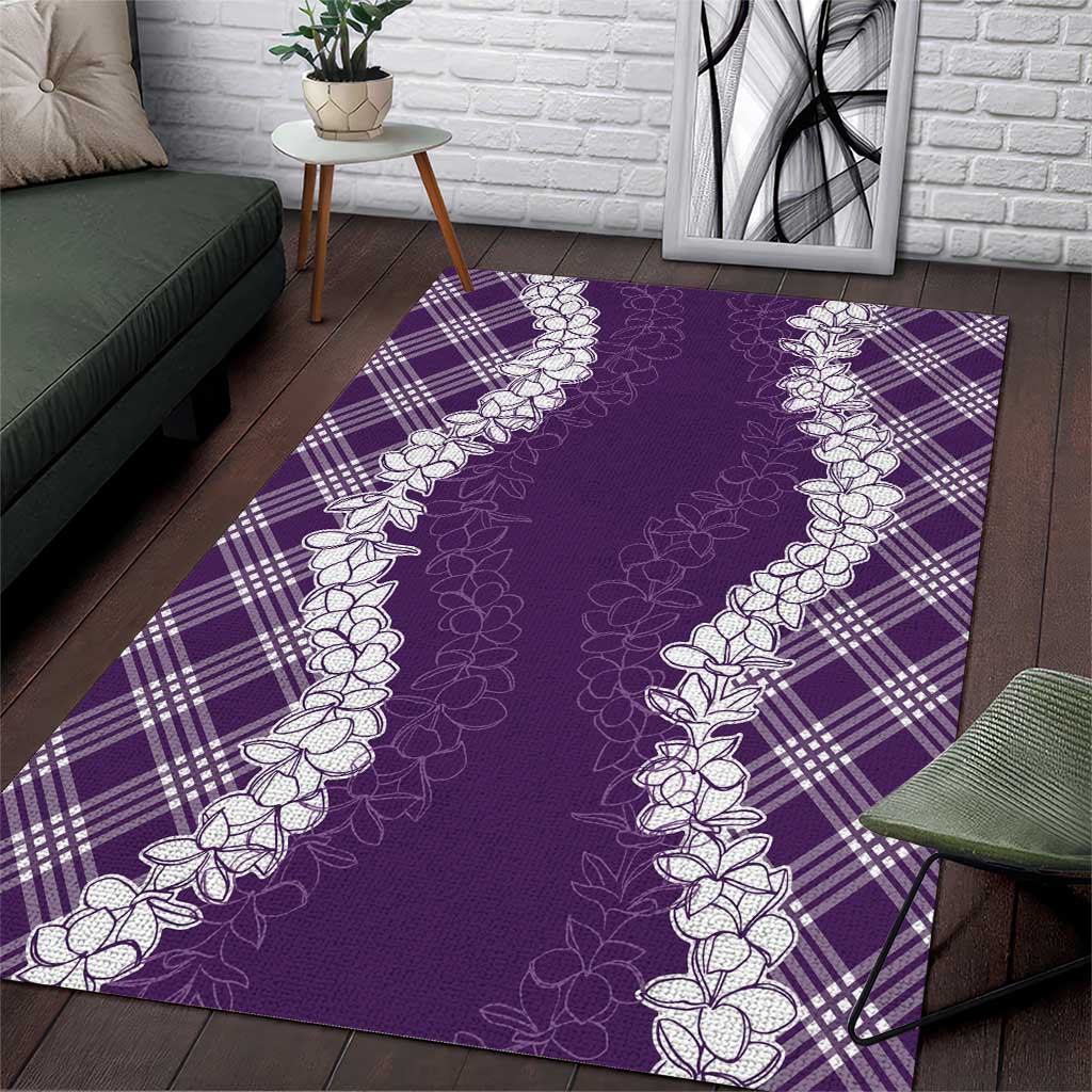 Hawaii Aloha Plumeria Lei Violet Palaka Area Rug - Polynesian Pride
