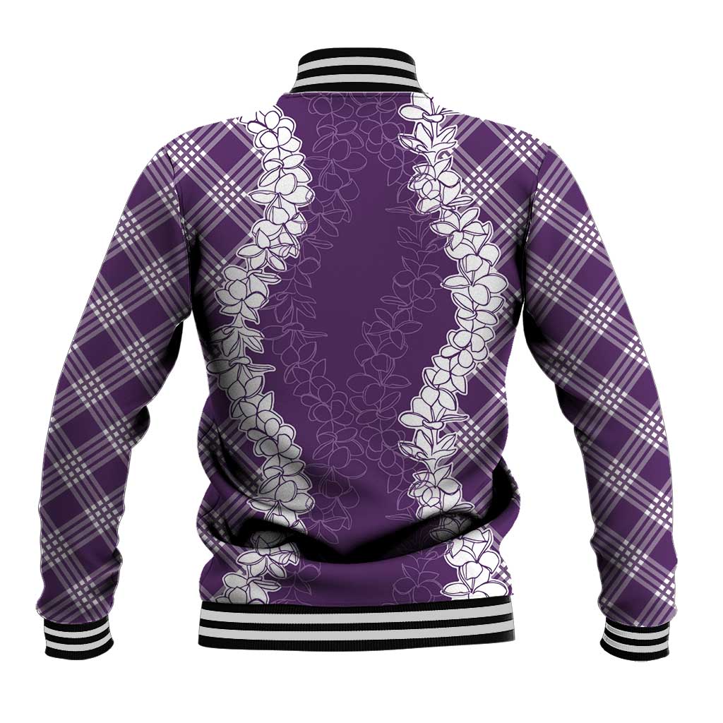 Hawaii Aloha Plumeria Lei Violet Palaka Baseball Jacket LT7 - Polynesian Pride