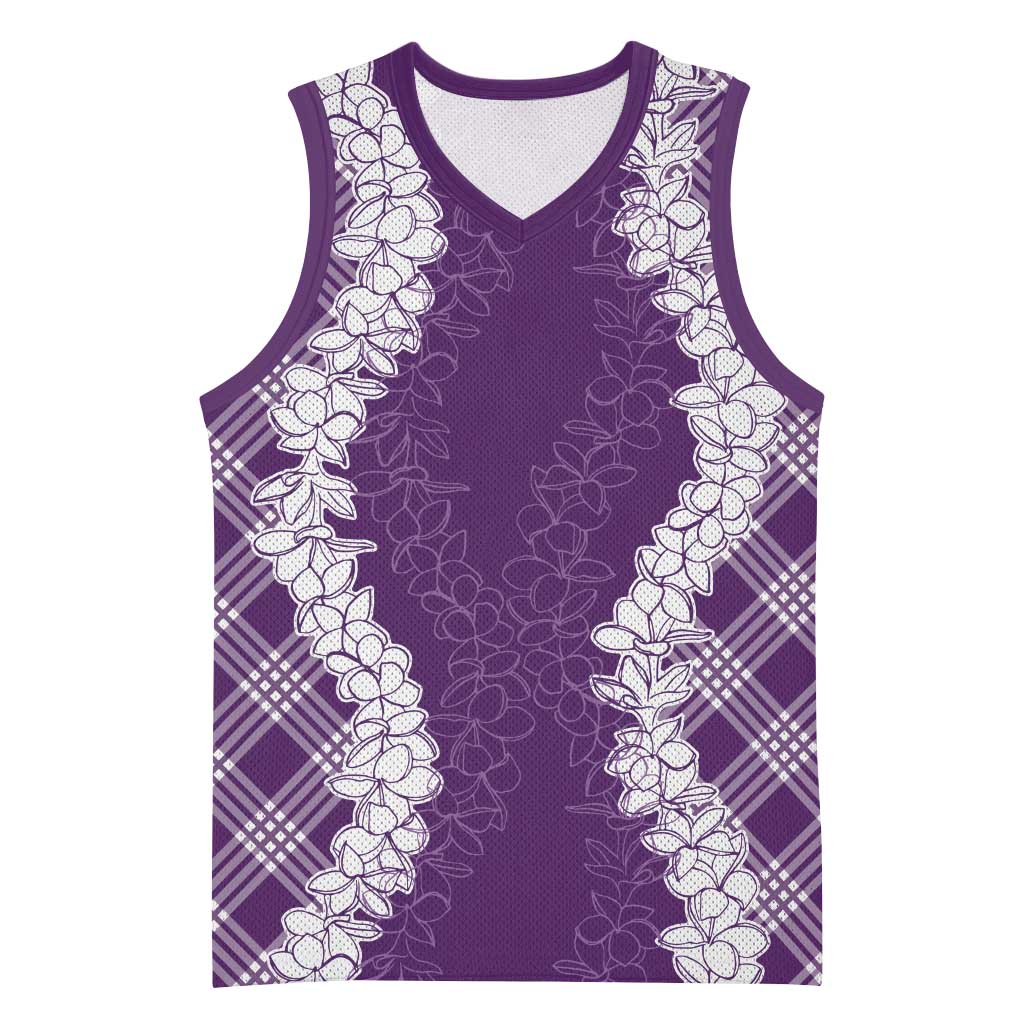 Hawaii Aloha Plumeria Lei Violet Palaka Basketball Jersey LT7 Unisex Violet - Polynesian Pride
