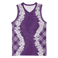 Hawaii Aloha Plumeria Lei Violet Palaka Basketball Jersey LT7 Unisex Violet - Polynesian Pride