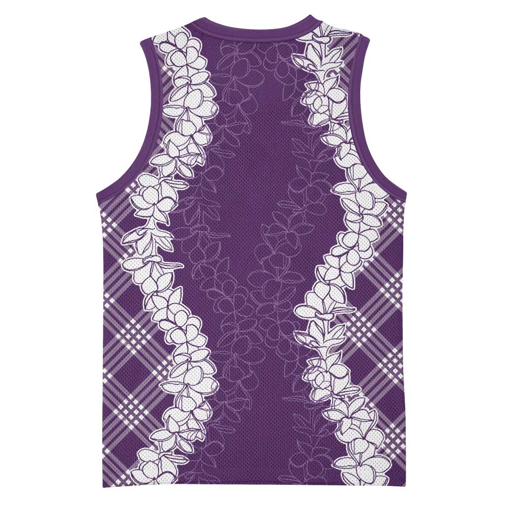 Hawaii Aloha Plumeria Lei Violet Palaka Basketball Jersey LT7 - Polynesian Pride