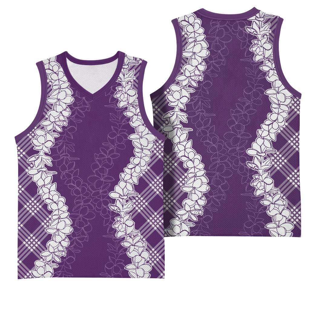 Hawaii Aloha Plumeria Lei Violet Palaka Basketball Jersey LT7 - Polynesian Pride