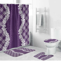Hawaii Aloha Plumeria Lei Violet Palaka Bathroom Set - Polynesian Pride