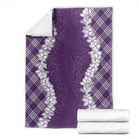 Hawaii Aloha Plumeria Lei Violet Palaka Blanket - Polynesian Pride