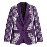 Hawaii Aloha Plumeria Lei Violet Palaka Blazer LT7 Unisex Violet - Polynesian Pride