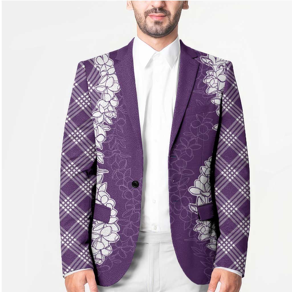 Hawaii Aloha Plumeria Lei Violet Palaka Blazer LT7 - Polynesian Pride