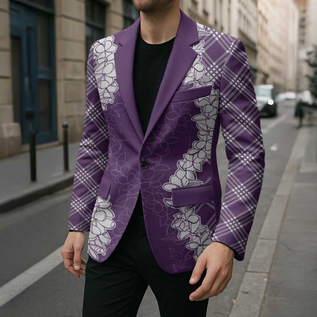 Hawaii Aloha Plumeria Lei Violet Palaka Blazer LT7 - Polynesian Pride
