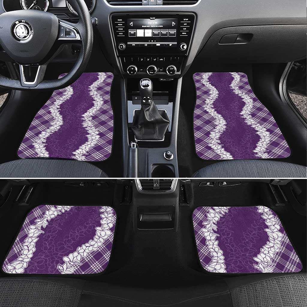 Hawaii Aloha Plumeria Lei Violet Palaka Car Mats - Polynesian Pride