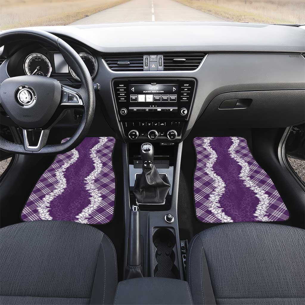 Hawaii Aloha Plumeria Lei Violet Palaka Car Mats - Polynesian Pride