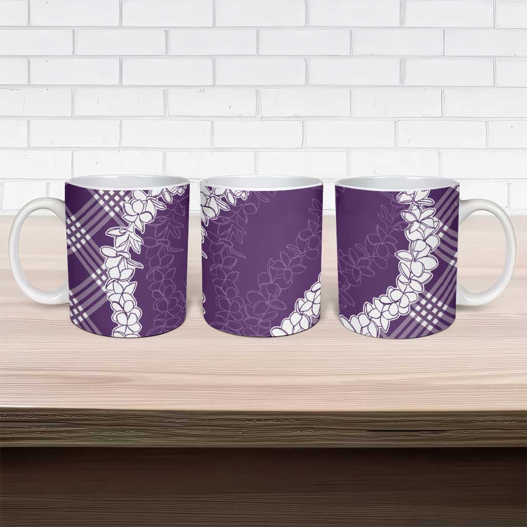 Hawaii Aloha Plumeria Lei Violet Palaka Ceramic Mug - Polynesian Pride