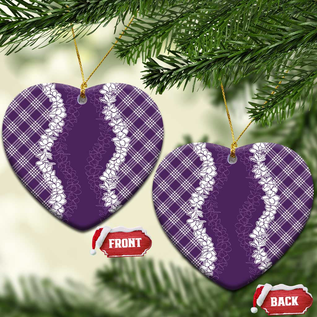 Hawaii Aloha Plumeria Lei Violet Palaka Ceramic Ornament - Polynesian Pride