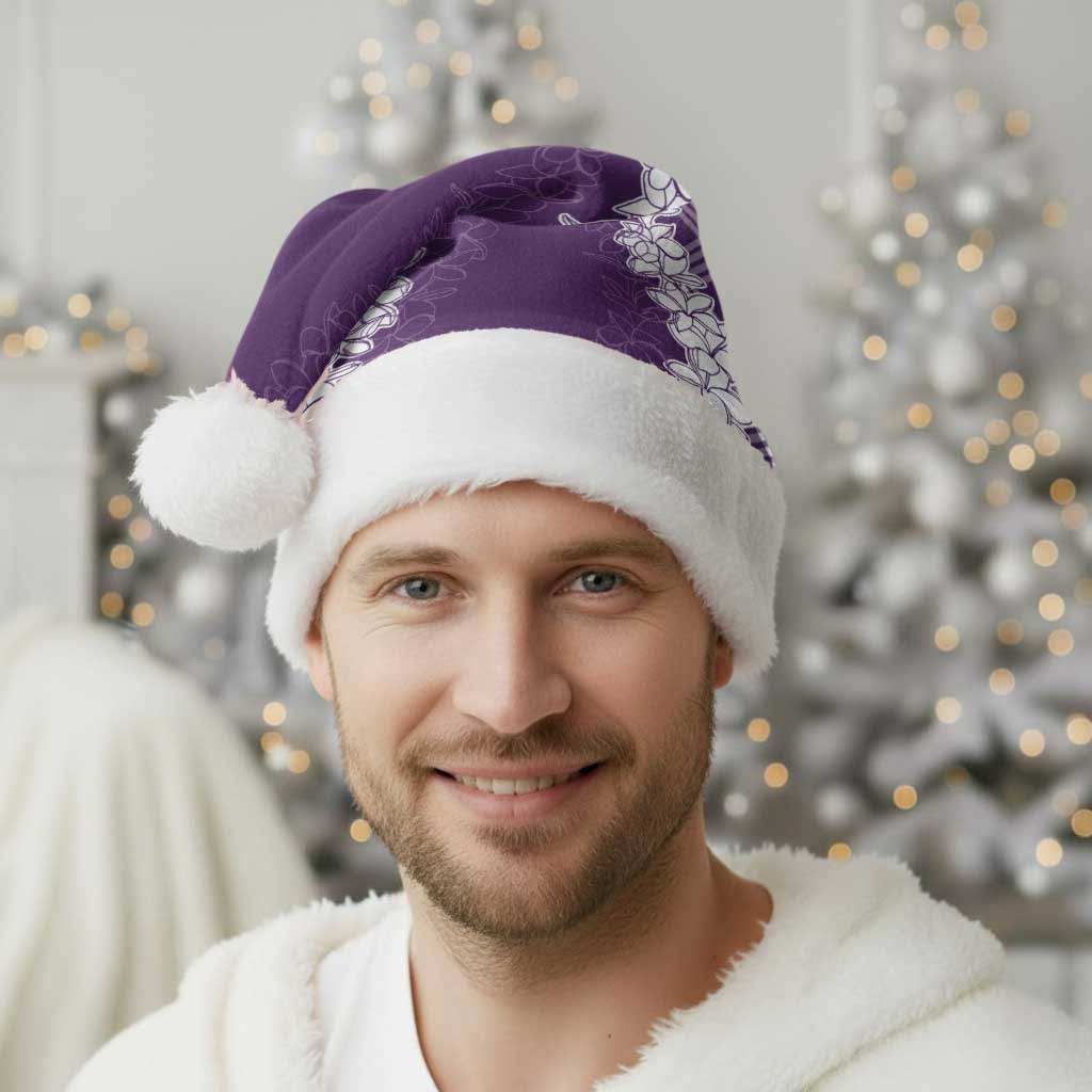 Hawaii Aloha Plumeria Lei Violet Palaka Christmas Santa Hat - Polynesian Pride