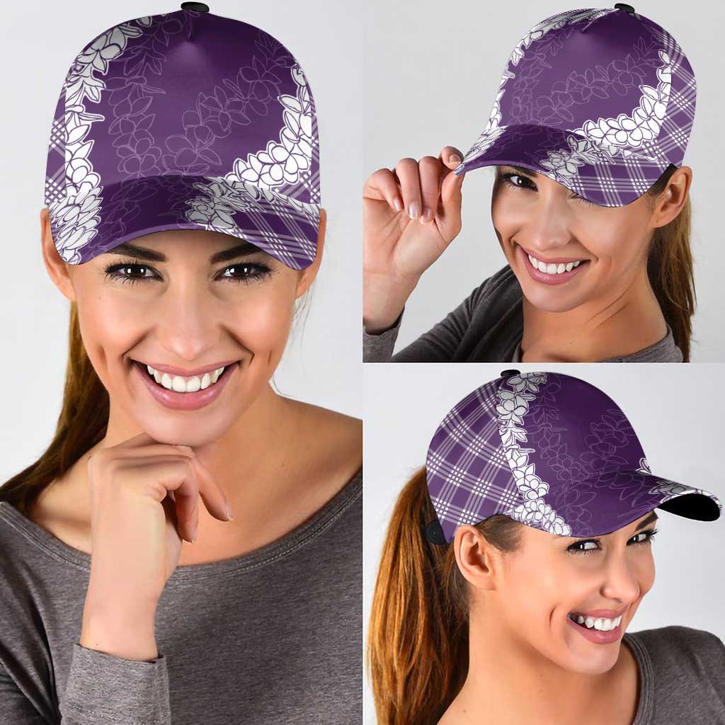 Hawaii Aloha Plumeria Lei Violet Palaka Classic Cap - Polynesian Pride