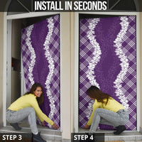 Hawaii Aloha Plumeria Lei Violet Palaka Door Cover - Polynesian Pride