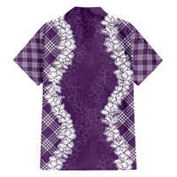 Hawaii Aloha Plumeria Lei Violet Palaka Family Matching Off Shoulder Maxi Dress and Hawaiian Shirt - Polynesian Pride