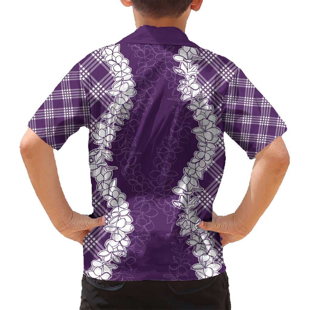 Hawaii Aloha Plumeria Lei Violet Palaka Family Matching Puletasi and Hawaiian Shirt LT7 - Polynesian Pride