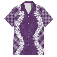 Hawaii Aloha Plumeria Lei Violet Palaka Family Matching Puletasi and Hawaiian Shirt LT7 Dad's Shirt - Short Sleeve Violet - Polynesian Pride