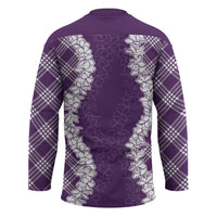 Hawaii Aloha Plumeria Lei Violet Palaka Hockey Jersey - Polynesian Pride