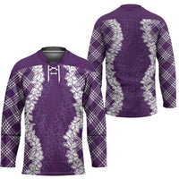 Hawaii Aloha Plumeria Lei Violet Palaka Hockey Jersey - Polynesian Pride